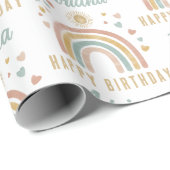 Aardbeien Waterverf Regenboog Zondag Naam Cadeaupapier (Rol Hoek)