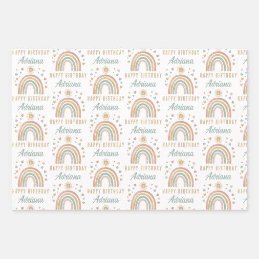 Aardbeien Waterverf Regenboog Zondag Naam Inpakpapier Vel (Voorkant)