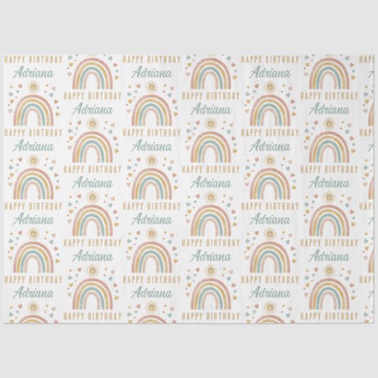 Aardbeien Waterverf Regenboog Zondag Naam Tissuepapier (Voorkant)