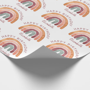 Aardbeien Waterverf Regenboognaam Birthday Cadeaupapier