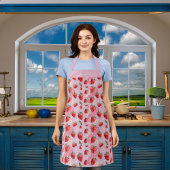 Aardbeien witte bloemen roze rood patroon naam schort