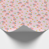 Aardbeien Witte Bloemen Schattige Cadeaupapier (Hoek)