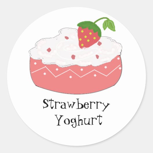 Aardbeien Yoghurt Ronde Sticker (Voorkant)