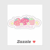 Aardbeien zijn mijn jam - schattig, grappig en roz sticker (Vel)