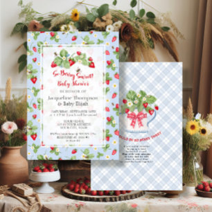 Aardbeien Zo Bes Zoete Blauwe Gingham Jongens Show Kaart