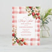Aardbeien Zoete Baby Shower Uitnodiging (Staand voorkant)