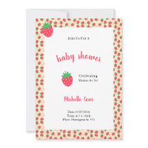 Aardbeien Zoete Baby Shower Uitnodiging
