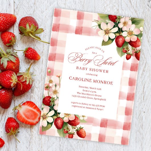 Aardbeien Zoete Baby Shower Uitnodiging