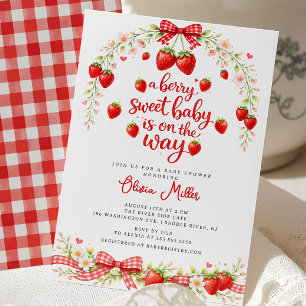 Aardbeien Zoete Baby Shower Uitnodiging