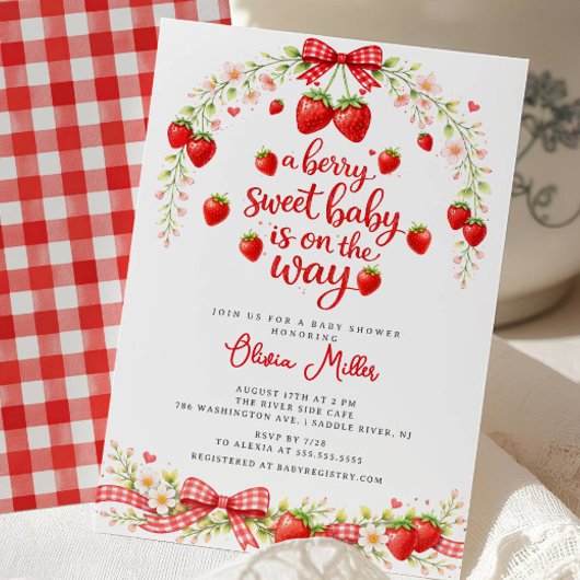 Aardbeien Zoete Baby Shower Uitnodiging