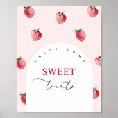 Aardbeien zoete traktaties verjaardagsfeestje poster (Voorkant)