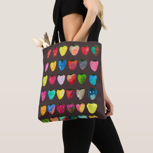 Aardbeien zoetheid cute fruit waterverf tote bag (Dichtbij)