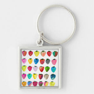 Aardbeien zoetheid schattig fruit waterverf sleutelhanger