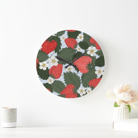 Aardbeien: zomerfruit patroon ontwerp. grote klok (Huis)