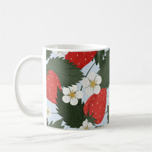 Aardbeien: zomerfruit patroon ontwerp. koffiemok