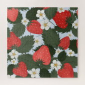 Aardbeien: zomerfruit patroon ontwerp. legpuzzel (Horizontaal)
