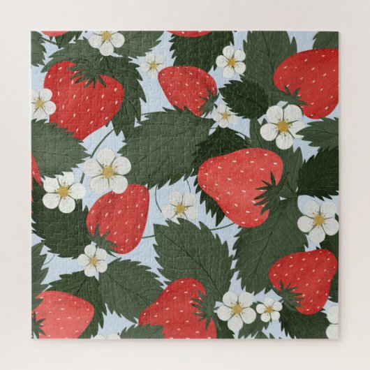 Aardbeien: zomerfruit patroon ontwerp. legpuzzel (Verticaal)