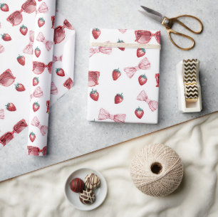 Aardbeien Zonnebrillen Strikken Verjaardag Cadeaupapier
