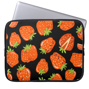 Aardbeien zwart: naadloze textuur laptop sleeve