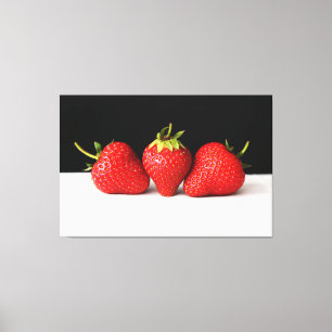 Aardbeien Zwart Ov Wit 60x40 (150x100cm) wacm Canvas Afdruk