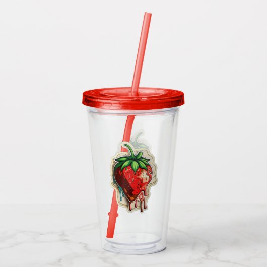 Aardbeienacryltrommel Acryl Drinkbeker (Achterkant)