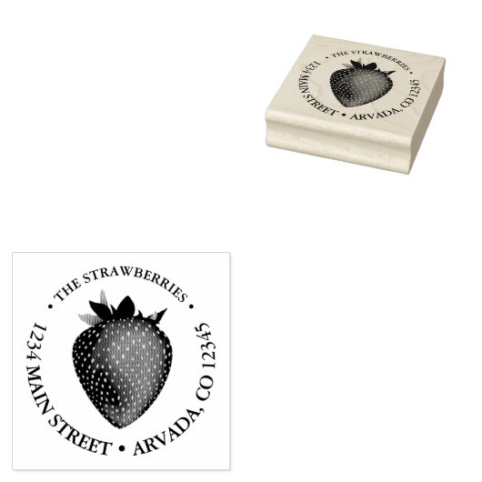 Aardbeienadres Rubberstempel (Gestempeld)