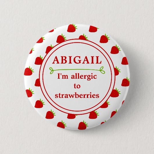 Aardbeienallergie Alert - Kinder Ronde Button 5,7 Cm (Voorkant)
