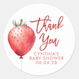 Aardbeienballon Leuk Plezier Dank u Ronde Sticker