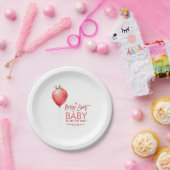 Aardbeienballon rood en roze Baby shower Papieren Bordje (Feest)