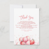 Aardbeienballonnen Baby shower klein dank u Bedankkaart (Voorkant)