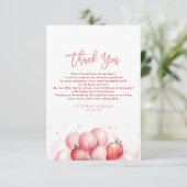 Aardbeienballonnen Baby shower klein dank u Bedankkaart (Staand voorkant)