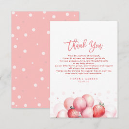 Aardbeienballonnen Baby shower klein dank u Bedankkaart