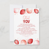 Aardbeienballonnen Baby shower klein dank u Bedankkaart (Voorkant)