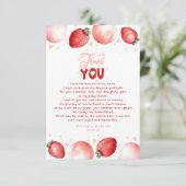 Aardbeienballonnen Baby shower klein dank u Bedankkaart (Staand voorkant)