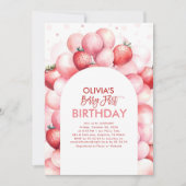 Aardbeienballonnen Berry Eerste 1e Verjaardag Kaart (Voorkant)