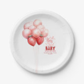 Aardbeienballonnen Rood en Roze Baby shower Papieren Bordje (Voorkant)