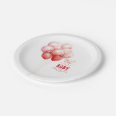 Aardbeienballonnen Rood en Roze Baby shower Papieren Bordje (Gekanteld)