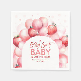 Aardbeienballonnen Rood en Roze Baby shower Servet