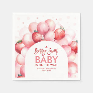 Aardbeienballonnen Rood en Roze Baby shower Servet