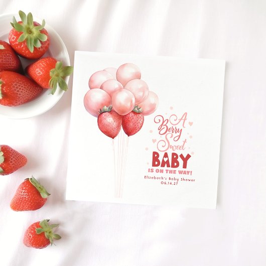 Aardbeienballonnen Rood en Roze Baby shower Servet