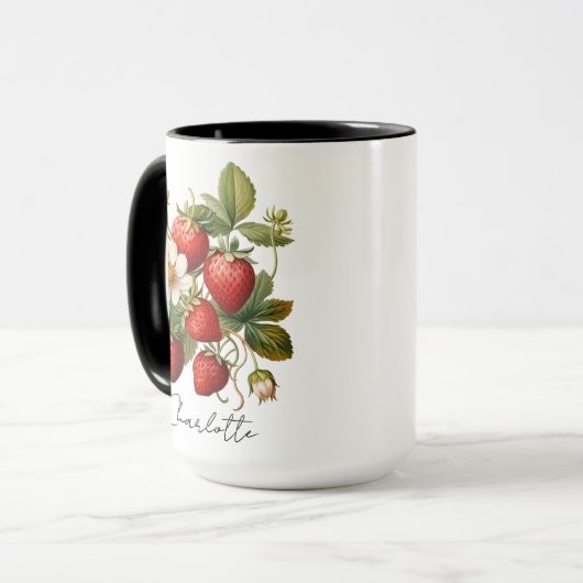 Aardbeienbeker met eigen naam, Moederdag, Verjaard Mok (Voorkant links)