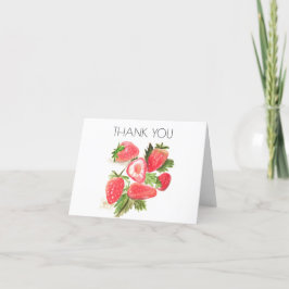 Aardbeienbes 1e Verjaardag Dank u Bedankkaart