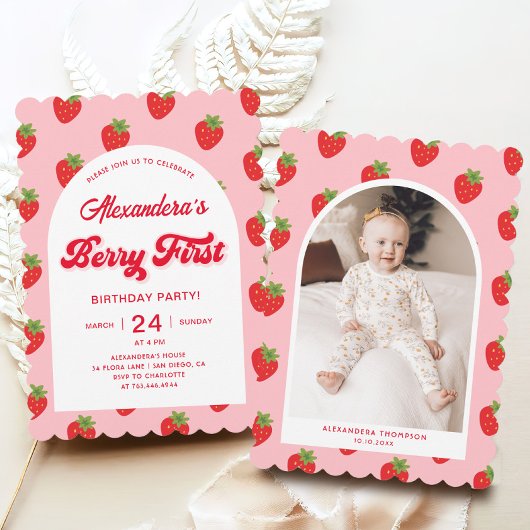 Aardbeienbes 1e verjaardag foto kaart