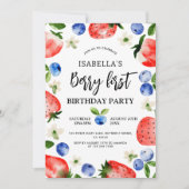 Aardbeienbes 1e verjaardag kaart (Voorkant)