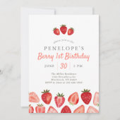 Aardbeienbes 1e verjaardag kaart (Voorkant)