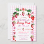 Aardbeienbes 1e verjaardag Waterverf Kaart (Voorkant)