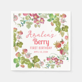 Aardbeienbes 1e verjaardagsfeestje servet