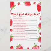 Aardbeienbes die weet mama Baby shower spel Briefpapier (Voorkant)