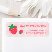 Aardbeienbes Eerste 1e Baby Roze Leuke Verjaardag Etiket (Insitu)