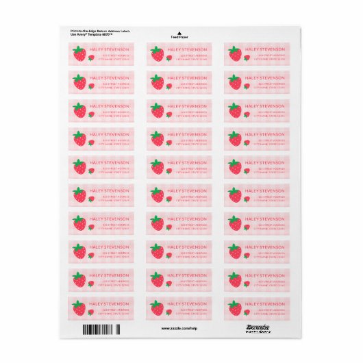 Aardbeienbes Eerste 1e Baby Roze Leuke Verjaardag Etiket (Full Sheet)